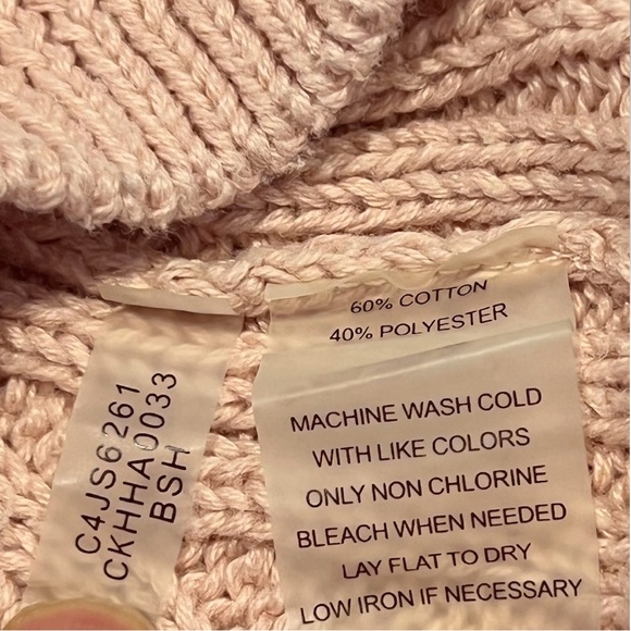 Calvin Klein High Neck Sweater Pullover Long Sleeve Rose Pink Mixed Knit Women L - Picture 10 of 10